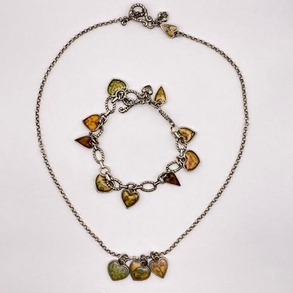 Retired BRIGHTON PICADILLY Silver Plated Bracelet and Necklace Jewelry Set - Picture 1 of 11